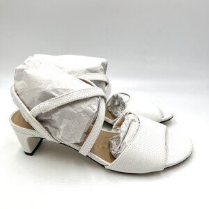 Walking‎ Cradles Size 7 Snakeskin Embossed White Leather Heels Sandals Shoes